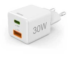 Hama mini 30W PD/QC 1x USB-C, 1x USB-A balta