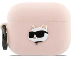 Karl Lagerfeld 3D Logo NFT Choupette Head Silicone dėklas skirtas AirPods Pro 3 Rožinė