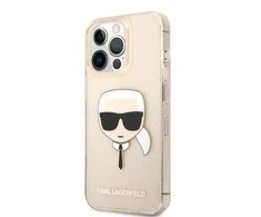 Apple iPhone 13 Pro Karl Lagerfeld dėklas Glitter Karl`s Head (KLHCP13LKHTUGLGO) aukso spalvos