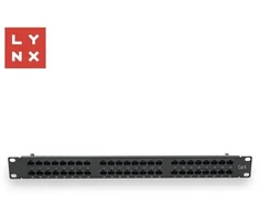LYNX 19" komutacinė panelė, 48 prievadų, UTP Cat6, 50µ, neekranuota, juoda