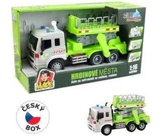 MaDe 14281 - Automobilis su smagračio platforma, su šviesomis ir garsu, maitinamas baterijomis, 26 x 10 x 13,5 cm