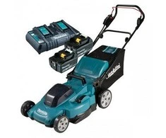 Makita DLM538Z akumuliatorinė vejapjovė 2 x 18 V, 53 cm, 4 viename (pjovimas / surinkimas / mulčiavimas / išmetimas į galą), 25,5kg, plastikinis korpusas, be akumuliatorinio ir krovinio