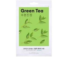 Missha Airy Fit Sheet Mask Žalias Tea Face Mask, 19 g
