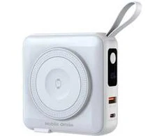 Mobile Origin nešiojamas įkroviklis ir kelioninis įkroviklis, „Lightning“ / USB-C laidas, suderinamas su „MagSafe“ / „AW“ / „iPhone“, baltas
