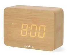 Radijo žadintuvas Nedis cyfrowy radio budzik drewniany CLDK2008BN