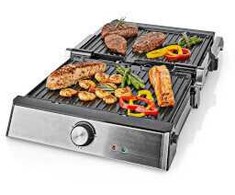 Elektrinis grilius Nedis KAGR151FSR, Juodas, Sidabrinis, Plastic, Nerūdijantis plienas, Square, Rotary, Griddle, 290 x 230 mm