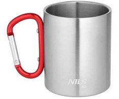 Nils Extreme NC17110 KUBEK KEMPINGOWY Z KARABIŃCZYKIEM 330 ML STAL NIERDZEWNA Raudonas NILS CAMP