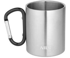 Nils Extreme NC17110 KUBEK KEMPINGOWY Z KARABIŃCZYKIEM 330 ML STAL NIERDZEWNA JUODA NILS CAMP