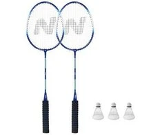 NRZ2052 ALIUMINIO / BADMINTONO RINKINYS 2 RAKETĖS + 3 RAKETĖS + DANGTELIS NILS