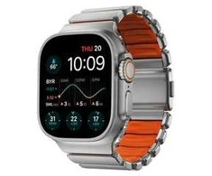 Nomad Stratos apyrankė Natural Titanium Ultra oranžinės spalvos FKM AW 45/46/49mm