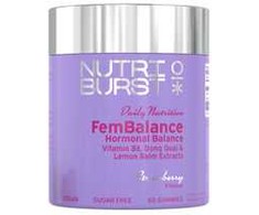 Nutriburst FemBalance Multivitamin – gumídci pro ženy s vitamínem B6, meduňkou a dong quai, jahoda 60ks