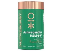 Nutriburst Premium Ashwagandha KSM-66, vegan gumídci, bez přidaného cukru 60ks