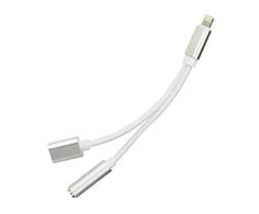 Oem Adapteris AUX 2in1 Lightning (vyriškas) to Lightning (moteris) / Jack 3,5 mm (moteriškas) sidabrinis
