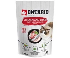 Konservuotas kačių maistas - Ontario vištiena and Crab in Broth, 80 g