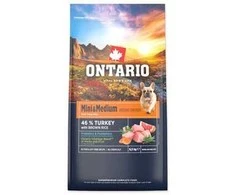 Ontario Mini &amp; Medium Weight Control kalakutiena &amp; Brown ryžiai 6,5kg