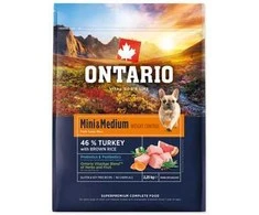 Ontario Mini &amp; Medium Weight Control kalakutiena &amp; Brown ryžiai 2,25kg
