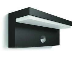 Sieninis LED lauko šviestuvas PHILIPS Bustan, IP44,9W, 4000K, 1000lm, su jud.,davikliu, antracito sp