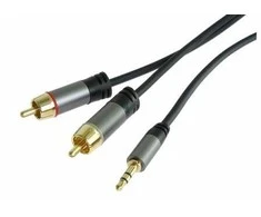 Kabelis PremiumCord Jack 3.5mm - RCA (Cinch) x2 3m juoda (kjqcin3)