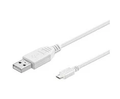 PremiumCord Cable micro USB 2.0, A-B 0.5m, baltas