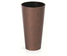 Prosperplast Lauko plastikinis vazonas TUBUS SLIM CORTEN, su įdėklu, vario sp., 30 x 57 cm