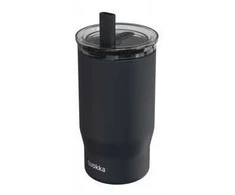 „Quokka Mist“ – nerūdijančio plieno termo puodelis 720 ml su šiaudeliu (juodas)