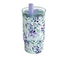Gertuvė Quokka Mist - Stainless Steel Thermal Mug 720 ml with Straw (Violet Blooms)