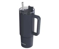 „Quokka Stream“ – nerūdijančio plieno termo puodelis 950 ml su šiaudeliu (grafito spalvos)
