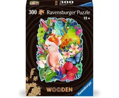 Ravensburger medinė dėlionė 300 vnt. - Spalvingos papūgos