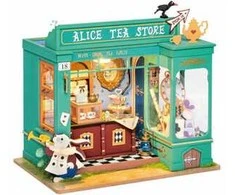 Robotime Mini namas 3D konstruktorius Alice's Tea Store