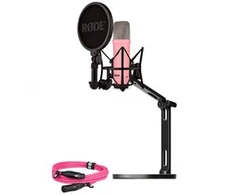 Rode Microphones NT1 Signature +XLR-cable+Desktop Studio Arm , microphone - pink, Bundle
