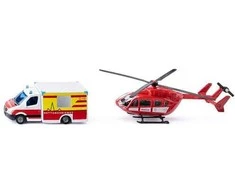 Siku Mercedes-Benz gelbėjimo furgonas ir malūnsparnis