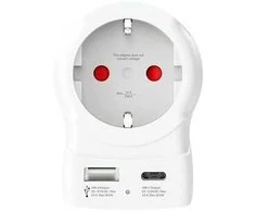 SKROSS Länderstecker Europe to US USB AC20PD baltas