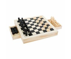 Small Foot Stalo žaidimų rinkinys 3 IN 1 (Draughts, Nine Men´s Morris, Šachmatai)