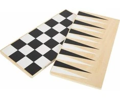 Small Foot Rinkinys mediniai stalo žaidimai 3in1 šachmatų šaškės Backgammon Dėlionės žaidimas