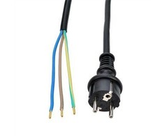 Solight flekso kabelis, 3x 1,5mm2, guminis, juodas, 2,5m
