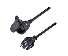 Solight prailginimo laidas - jungtis, 1 lizdas, 5m, 3 x 1,5mm2, guminis, juodas