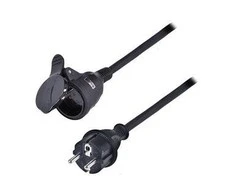 Solight prailginimo laidas - jungtis, 1 lizdas, 20m, 3 x 1,5mm2, guminis, juodas