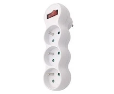 Solight lizdas su atrama, 3 x 10A, baltas, jungiklis