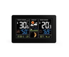 Orų stotelė Solight Solight TE81 orų stotis, ypač didelis spalvotas LCD, temperatūra, drėgmė, slėgis, RCC, USB įkrovimas, juodas