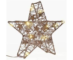 Solight kalėdinės žvaigždės blizgučiai, auksinis, metalinis, 14x LED, 2x AA