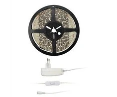 Solight LED šviesos juosta su testeriu, 5m, komplektas su 12V adapteriu, 4,8W/m, IP20, šaltas baltas