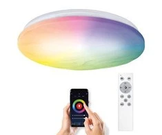 Solight LED išmanusis lubų šviestuvas Wave, 30W, 2300lm, wifi, RGB + CCT, nuotolinio valdymo pultas