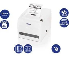 Citizen Thermal spausdintuvas; Serial + USB interfaces, integrated PSU, Pure Baltas