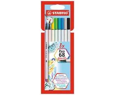 Stabilo Pen 68 rinkinys: 8 spalvų teptukiniai flomasteriai