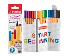 STABILO® point 88 – 18 dalių „Zick-Zack“ stalo įrankių rinkinys – 18 skirtingų spalvų