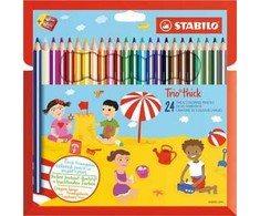 Spalvoti pieštukai Stabilo Trio 24 spalvų + drožtukas