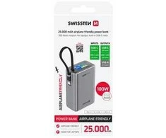 SWISSTEN, Powerbank, Li-Pol, 5/9/12V, do ładowania telefonów i innych urządzeń, 22013977, 25000mAh, USB-C + USB-A, 100W, juoda