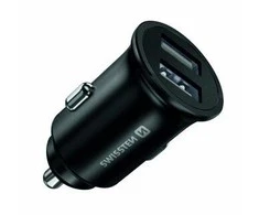 SWISSTEN CL adaptér do auta 2x USB-A juoda