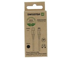 Kabelis USB Swissten USB-C - Lightning 1.2 m Juodas (71505300ECO*)