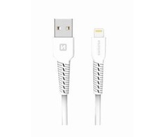 USB kabelis Swissten USB-A - Lightning 1 m, baltas (SW-BA-LIGH-3A-1M-WH)